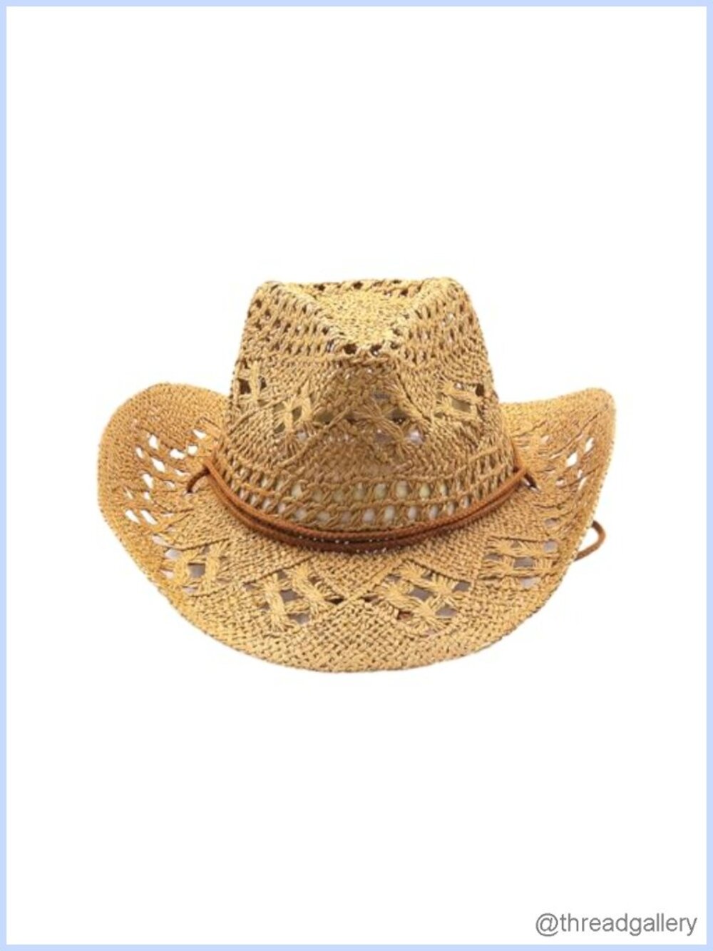 Straw Cowboy Hat Wide Brim Western Cowgirl Sun Hat for Beach Vacation